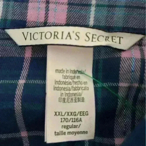 Victoria Secret Pink Blue Plaid flannel pajama top size XXL. - Picture 3 of 3